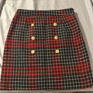 Pink Lilly black and red plaid skirt